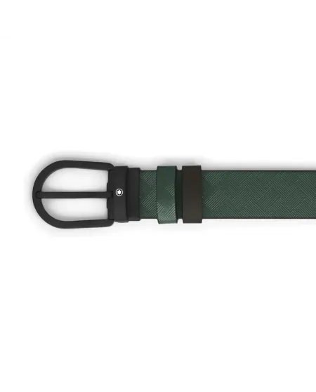 Ceinture réversible Montblanc Extreme 3.0 en cuir vert britannique avec motif fer à cheval et PVD 30 mm