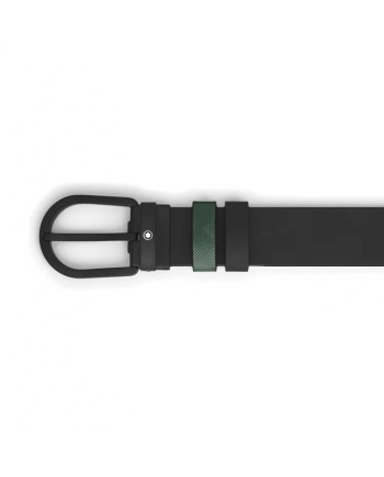 Ceinture réversible Montblanc Extreme 3.0 en cuir vert britannique avec motif fer à cheval et PVD 30 mm