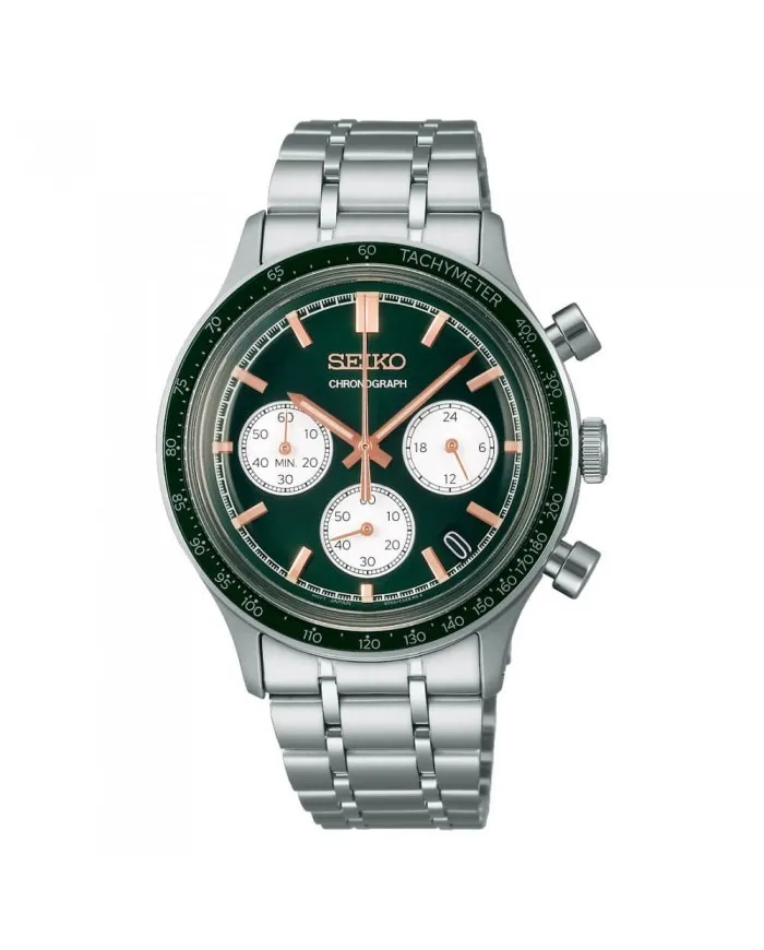 Cronografo Seiko Classic Quadrante Verde Cinturino Acciaio