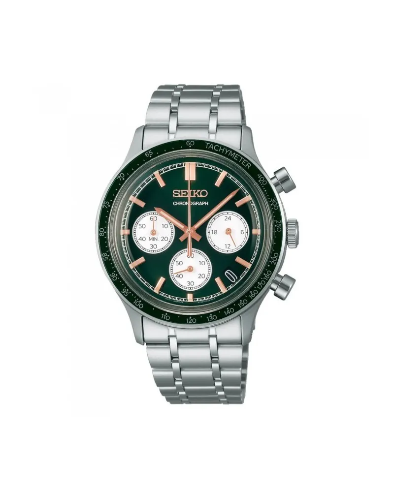 Cronografo Seiko Classic Quadrante Verde Cinturino Acciaio