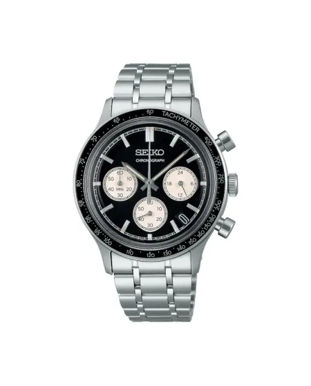 Cronografo Seiko Classic Quadrante Nero Cinturino Acciaio