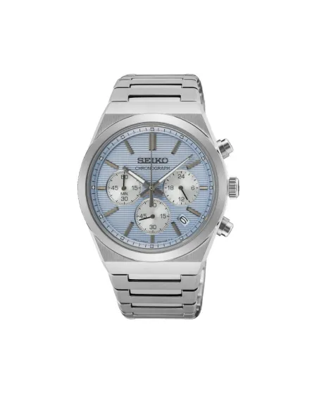Cronografo Seiko Sport Quadrante Celeste Cinturino Acciaio