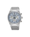 Montre chronographe Seiko Sport avec cadran bleu clair et bracelet en acier