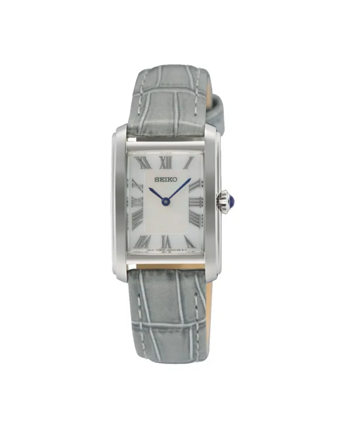 Montre Seiko Classic avec cadran argenté et bracelet en cuir