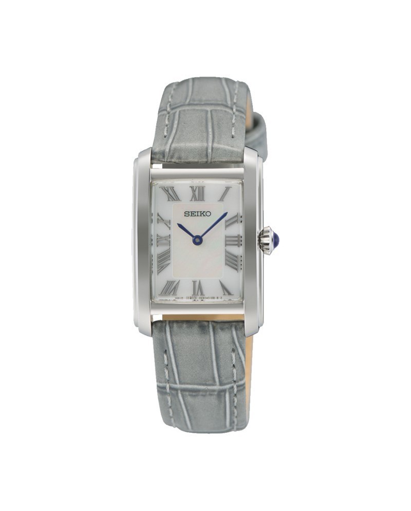 Seiko Classic Watch Silver Dial Leather Strap