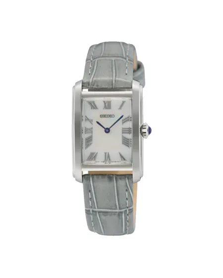 Seiko Classic Watch Silver Dial Leather Strap