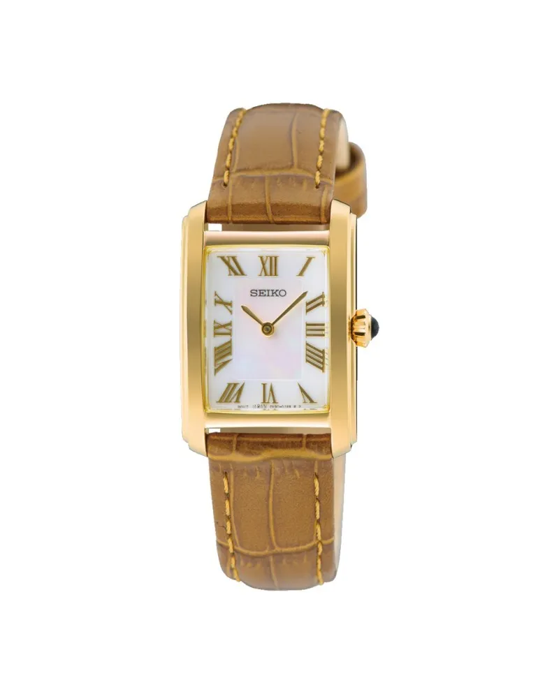Seiko Classic Watch with Mother of Pearl Dial and Leather Strap