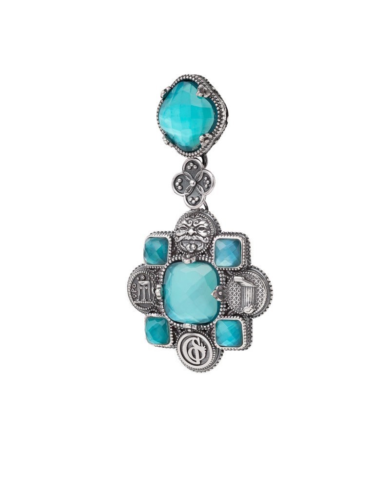 Gerardo Sacco Pendant with Magna Graecia Symbols and Stones
