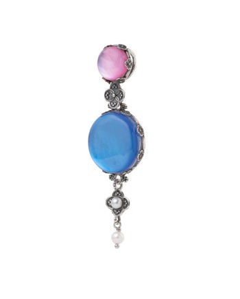 Gerardo Sacco Pendant in Silver with a Closed Water Lily and Stones