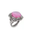 Bague en argent avec nénuphar ouvert et pierre rose de Gerardo Sacco