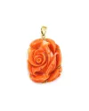 Pink Cameo Pendant Casella Gioielli in Red Coral with Yellow Gold Setting