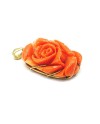 Pendentif Camée Rose Casella Gioielli en Corail Rouge avec Monture en Or Jaune