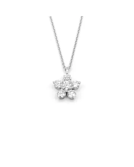 Collier Leo Pizzo en or blanc avec fleur en diamant blanc
