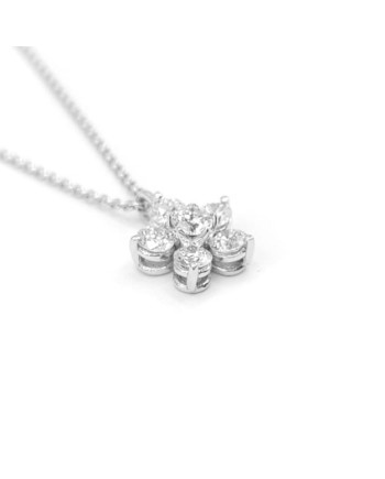 Collier Leo Pizzo en or blanc avec fleur en diamant blanc