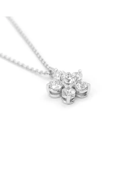 Collana Leo Pizzo in Oro Bianco con Fiore di Diamanti Bianchi
