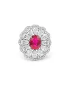 Bague Crivelli en or blanc avec diamants en forme de goutte et rubis ovale