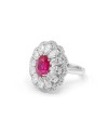 Bague Crivelli en or blanc avec diamants en forme de goutte et rubis ovale