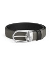 Ceinture Montblanc réversible en cuir gris moyen/noir avec boucle en fer à cheval 30 mm