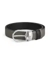 Cintura Montblanc in Pelle Reversibile Grigio Medio/Nero con Fibbia a Ferro di Cavallo 30 mm