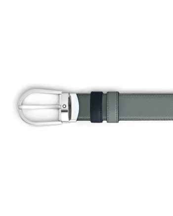 Ceinture Montblanc réversible en cuir gris moyen/noir avec boucle en fer à cheval 30 mm