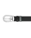 Cintura Montblanc in Pelle Reversibile Grigio Medio/Nero con Fibbia a Ferro di Cavallo 30 mm