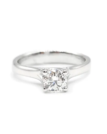 Bague solitaire en or blanc avec diamant Casella Gioielli