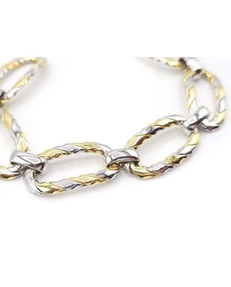 Bracelet Casella Gioielli en or bicolore à larges maillons entrelacés