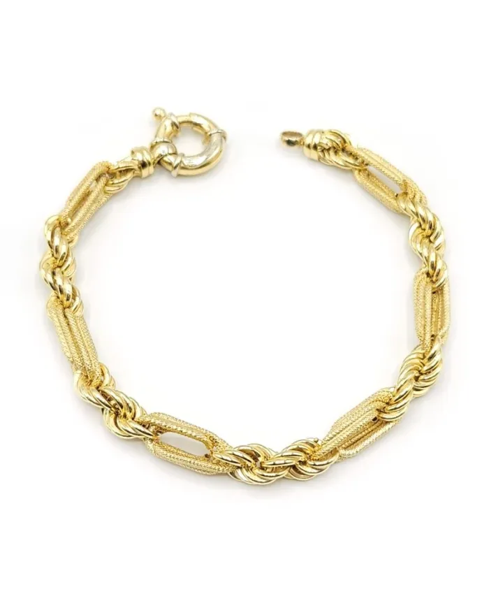 Bracciale Casella Gioielli in Oro Giallo con Maglie Intrecciate