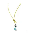 Collier Chantecler avec petit pendentif hippocampe en argent, émail bleu et diamants