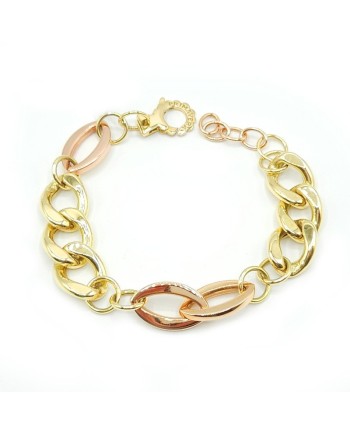 Bracciale Casella Gioielli in Oro Bicolore con Maglie Larghe
