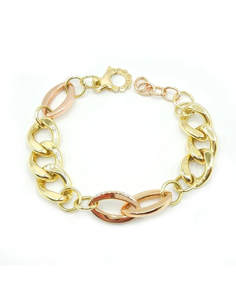 Bracciale Casella Gioielli in Oro Bicolore con Maglie Larghe