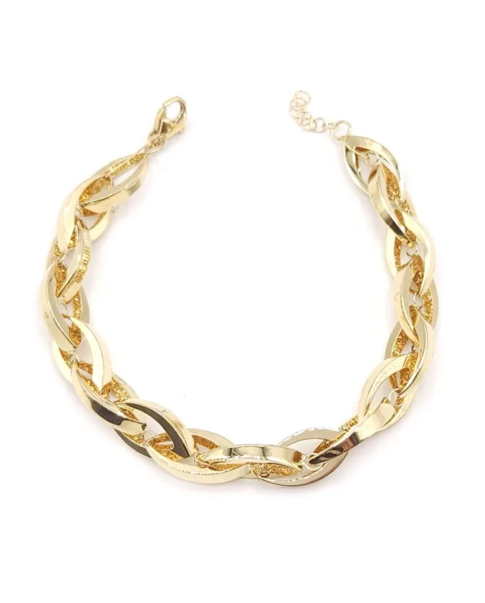 Bracciale Casella Gioielli in Oro Giallo con Maglie Larghe