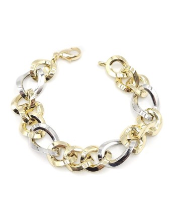 Bracciale Casella Gioielli in Oro Bicolore con Maglie Larghe
