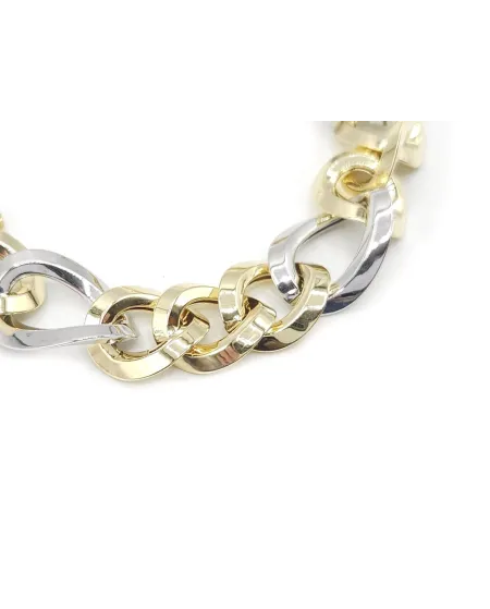 Bracciale Casella Gioielli in Oro Bicolore con Maglie Larghe