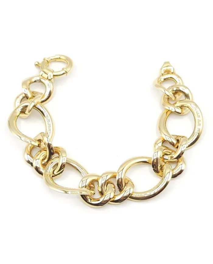 Bracciale Casella Gioielli in Oro Giallo con Maglie Larghe