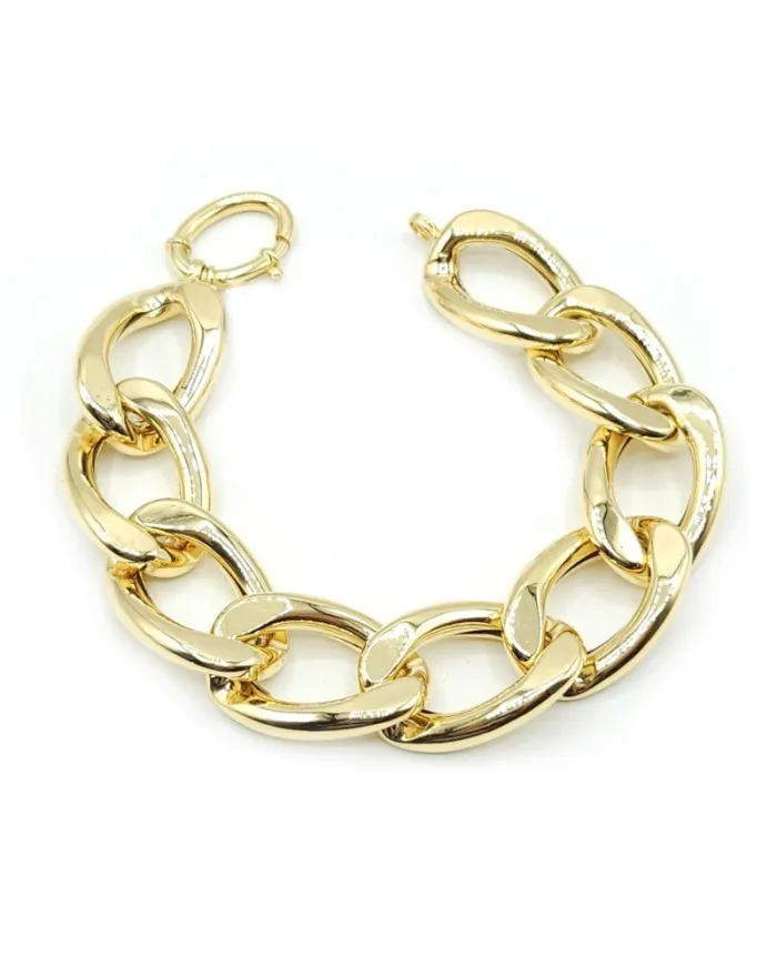 Bracciale Casella Gioielli in Oro Giallo con Maglie Larghe