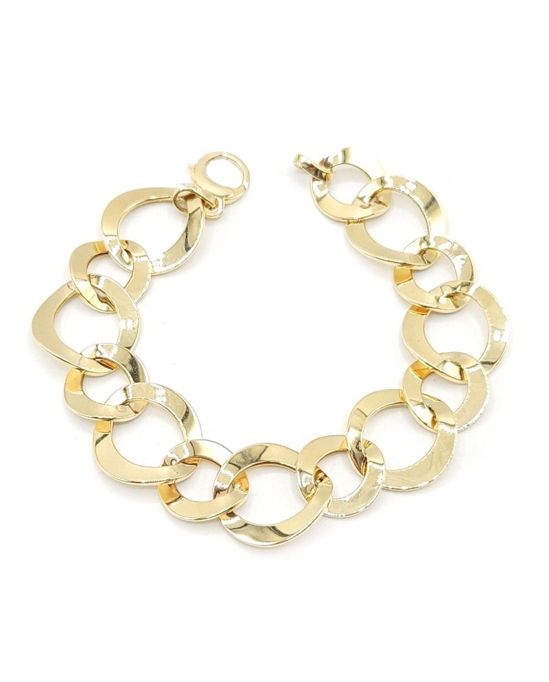 Bracelet Casella Gioielli en or jaune à maillons plats larges