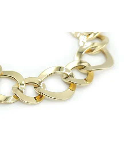 Bracelet Casella Gioielli en or jaune à maillons plats larges