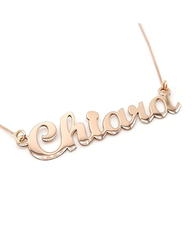 Girocollo Casella Gioielli in Oro Rosa con Nome "Chiara"