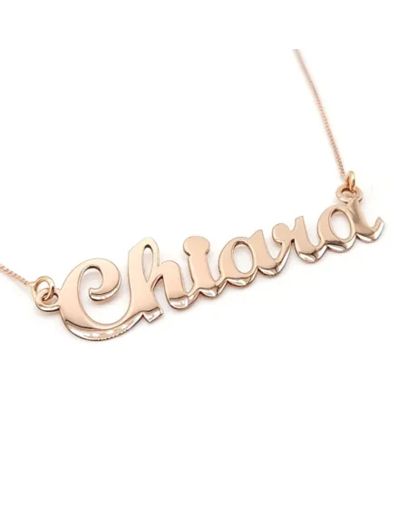 Girocollo Casella Gioielli in Oro Rosa con Nome "Chiara"