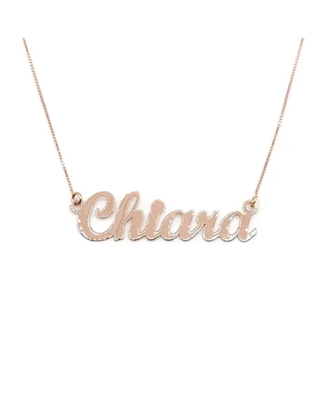 Girocollo Casella Gioielli in Oro Rosa con Nome "Chiara"