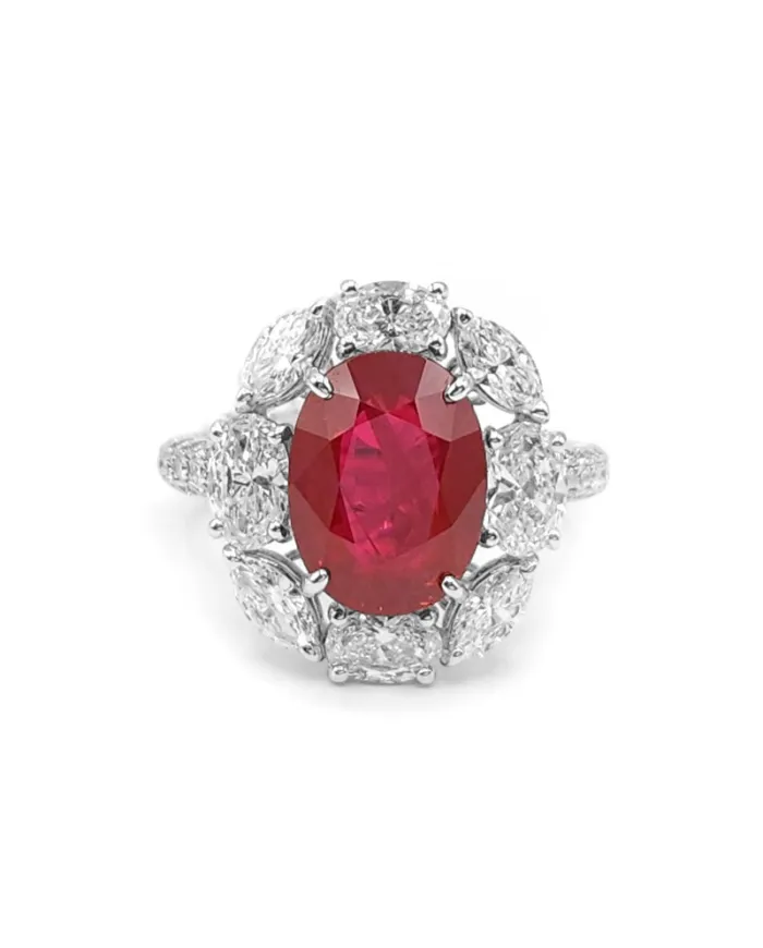 Crivelli White Gold Ring with Diamonds and Oval Ruby