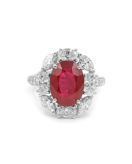 Crivelli White Gold Ring with Diamonds and Oval Ruby
