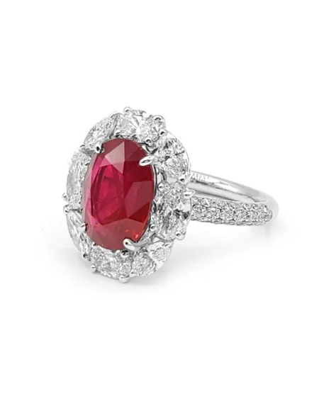 Crivelli White Gold Ring with Diamonds and Oval Ruby