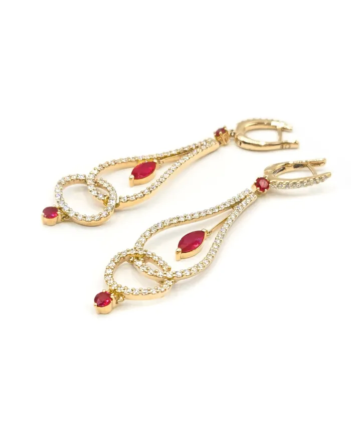Boucles d'oreilles Crivelli en or rose avec diamants et rubis