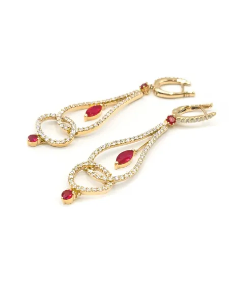 Orecchini Crivelli in Oro Rosa con Diamanti e Rubini