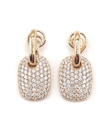 Boucles d'oreilles Crivelli en or rose avec pavé de diamants blancs
