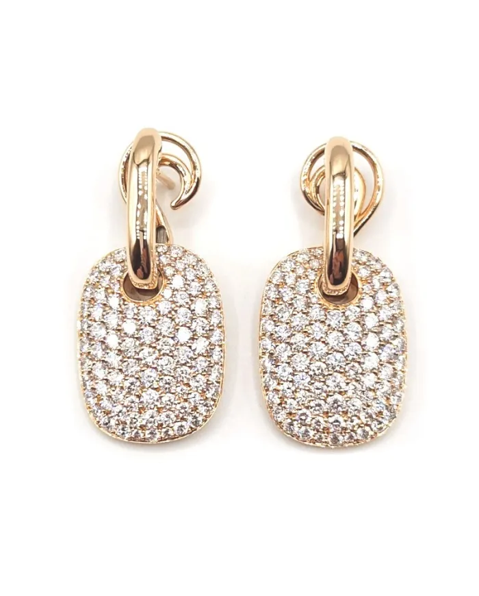 Crivelli Rose Gold Earrings with White Diamond Pavé