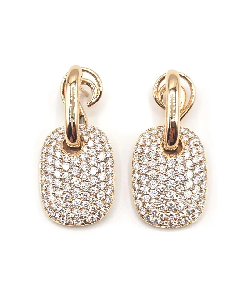 Orecchini Crivelli in Oro Rosa con Pavé di Diamanti Bianchi Orecchini Crivelli in Oro Rosa con Pavé di Diamanti Bianchi