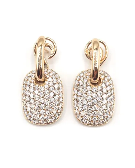 Orecchini Crivelli in Oro Rosa con Pavé di Diamanti Bianchi